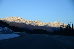 01A Mount Bell, Panorama Peak, Mount Temple Early Morning From Trans Canada Highway At Highway 93 Junction Driving Between Banff And Lake Louise in Winter